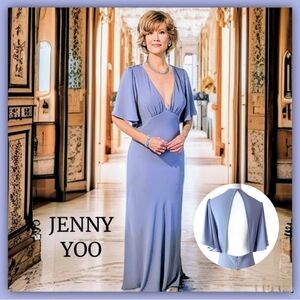 NWT Jenny Yoo Alexia Chambry Blue Maxi Dress Size 10